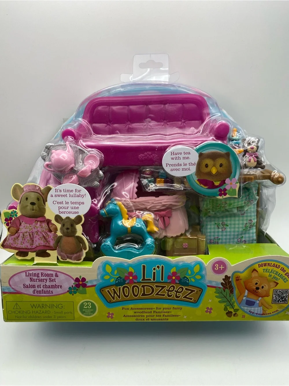 Lil' Woodzeez Pink Living Room & Nursery Playset - Pink